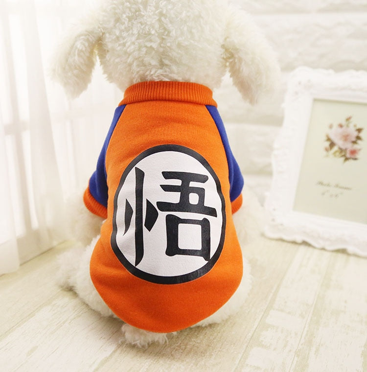 Small Dog Pet Clothes Dragon Ball Goku Sweater T-Shirts Warm Apparel Costume Dog Clothes For Dogs Game Mascot For Chihuahua