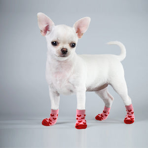 4pcs/lot Dog Shoes Lovely Warm Dog Socks Anti-slip Puppy Cat Knit Socks Cute Cartoon Print Cats Dogs Boots Winter Wear