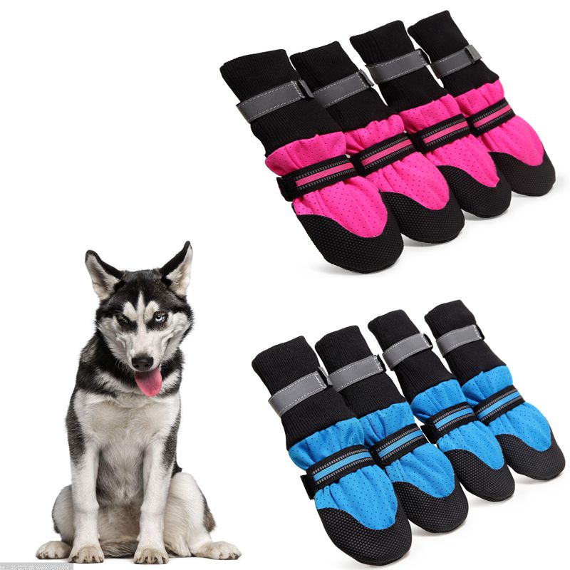 4pcs Waterproof Winter Pet Dog Shoes Anti-slip Snow Dog Boots Paw Protector Warm Reflective For Medium Large Dogs Labrador Husky