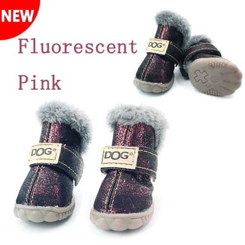 Winter Pet Dog Shoes Warm Snow Boots Waterproof Fur 4Pcs/Set Small Dogs Cotton Non Slip XS For ChiHuaHua Pug Pet Product PETASIA