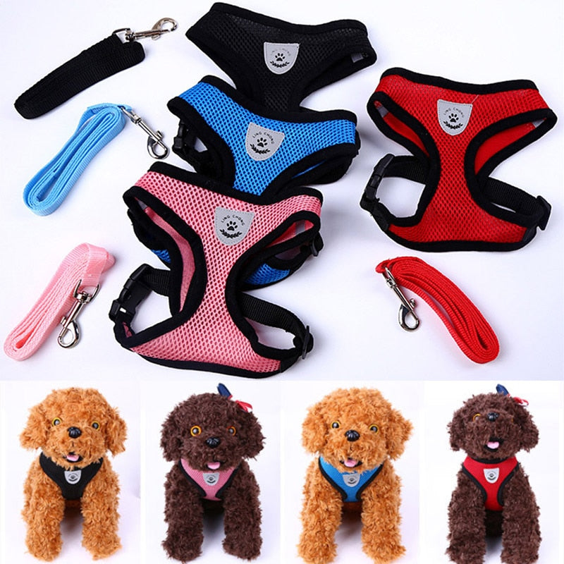 Dog Harness Pet Dog Cat Collar Training Collar Harness Small Puppy Adjustable Dogs Leads Chest Straps Breast-Band Leash