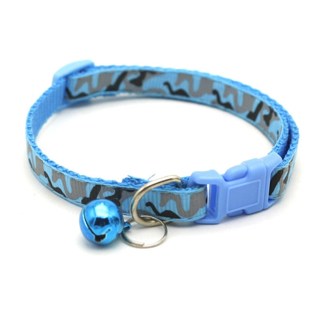 2019 Cat Dog Collar With Bell Camo Camouflage Printed Neck Strap Polyester Adjustable Puppy Animal Dog Leash Safety Dog Supplies