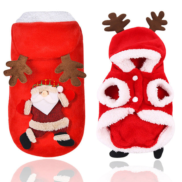 Christmas Cat Clothes Pet Dog Cat Costume Santa Claus Costume Winter Christmas Pet Coat Apparel Cotton Clothes for Cat dog 27S2