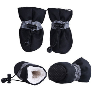 4pcs/set Pet Shoes For Dogs Puppy Winter Anti-slip Warm Cashmere Rain Snow Boots For Dogs Footwear Thick Warm For Small Dogs