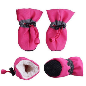 4pcs/set Pet Shoes For Dogs Puppy Winter Anti-slip Warm Cashmere Rain Snow Boots For Dogs Footwear Thick Warm For Small Dogs