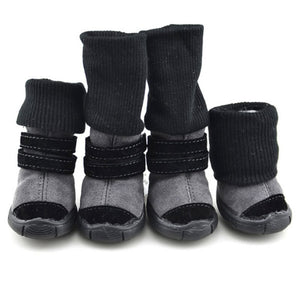 Snow Boots Teddy Dog Shoes Winter Animal Winter Shoes Anti-Slip Cotton Soft Leather Waterproof Warm Boots