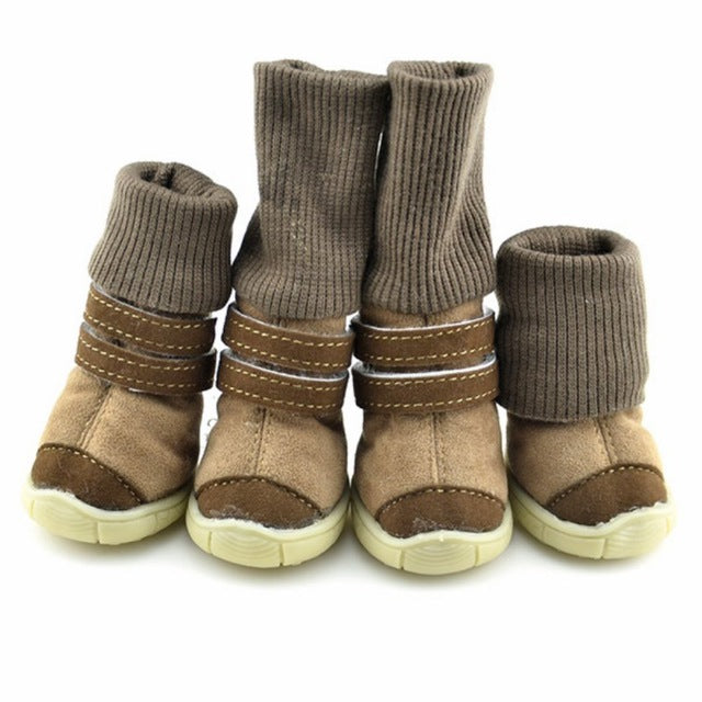 Snow Boots Teddy Dog Shoes Winter Animal Winter Shoes Anti-Slip Cotton Soft Leather Waterproof Warm Boots