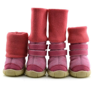 Snow Boots Teddy Dog Shoes Winter Animal Winter Shoes Anti-Slip Cotton Soft Leather Waterproof Warm Boots