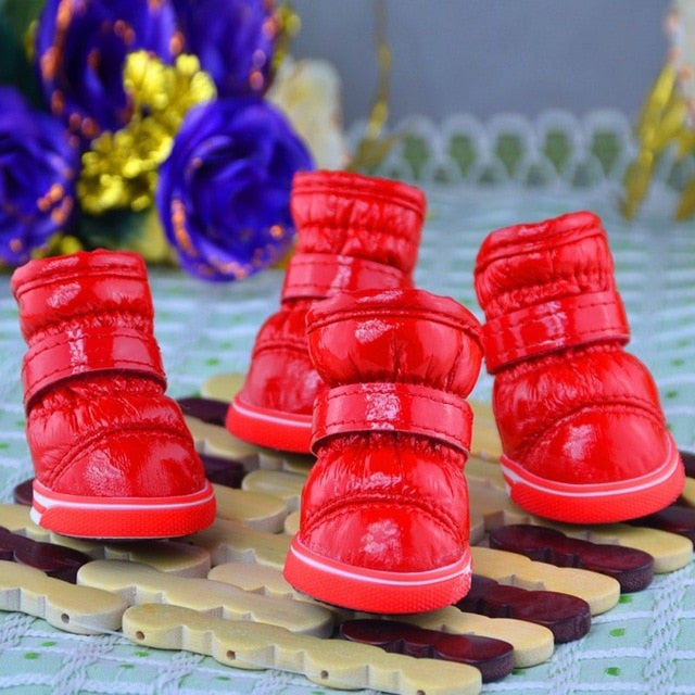 Pets Winter Snow Dog Boots Casual Dog Shoes Pet Slip-resistant Waterproof Shoes Teddy Dog Shoes 4 Pcs/Sets