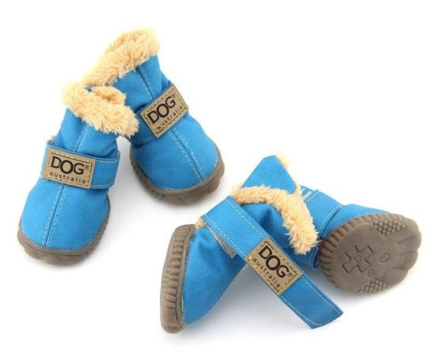 4 Pcs/set Pet Dog Shoes Winter Warm Snow Dog Boots Anti Slip Waterproof PU Leather Snow Boots For Small Pet Puppy Cat ChiHuaHua