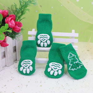 Cute Christmas Dog Cat Shoes Anti-slip Puppy Socks For Christmas Warm Dogs Knit Socks Snowflake Print Cats Dogs Shoes Boots