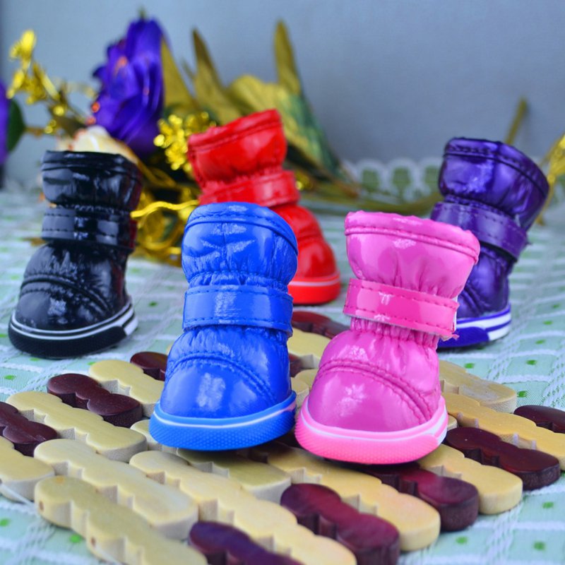 4Pcs/Set Winter Pet Dog Shoes Waterproof  Dog's Boots Cotton Non Slip for ChiHuaHua Pet Product socks (XS-XL)