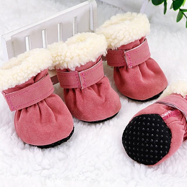 4pcs Winter Dog Pet Shoes Anti-slip Snow Boots for Small Dogs Thick Cat Puppy Shoes Socks Pet Boots for Chihuahua Yorkshire