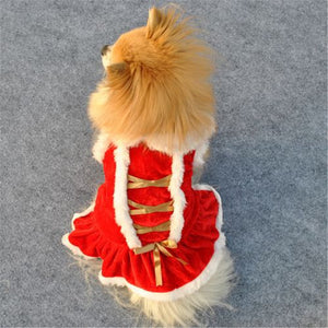 Pet Puppy Red Christmas Dog Dress Clothes Santa Doggy Costumes Clothing Warm Pet Apparel Winter Autumn Costume