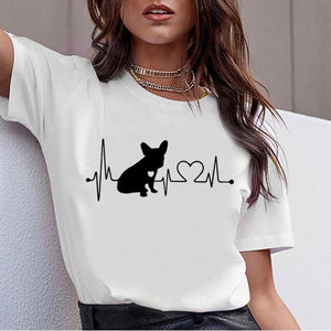 ZOGANKI Funny Design Dog Printed T-Shirts Women's Tshirt Short Sleeve Graphic Tee Shirt Female T-shirt Summer Women Tops Tee