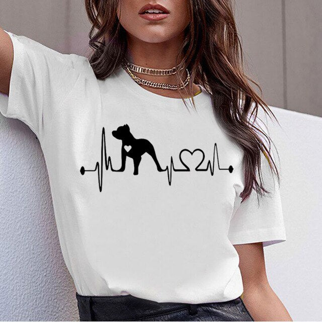 ZOGANKI Funny Design Dog Printed T-Shirts Women's Tshirt Short Sleeve Graphic Tee Shirt Female T-shirt Summer Women Tops Tee