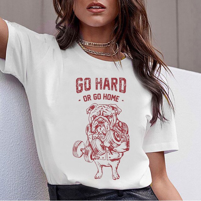 ZOGANKI Funny Design Dog Printed T-Shirts Women's Tshirt Short Sleeve Graphic Tee Shirt Female T-shirt Summer Women Tops Tee