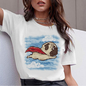 ZOGANKI Funny Design Dog Printed T-Shirts Women's Tshirt Short Sleeve Graphic Tee Shirt Female T-shirt Summer Women Tops Tee