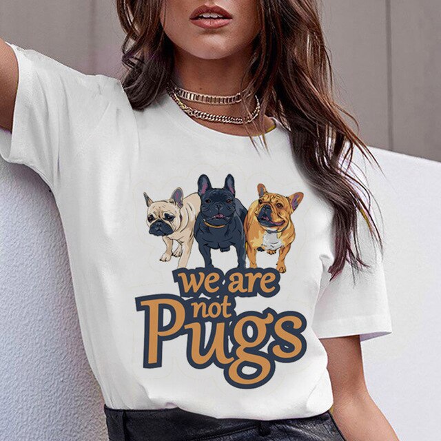 ZOGANKI Funny Design Dog Printed T-Shirts Women's Tshirt Short Sleeve Graphic Tee Shirt Female T-shirt Summer Women Tops Tee