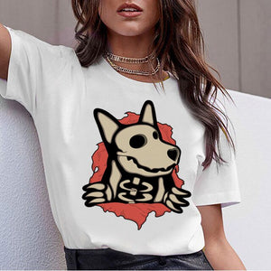 ZOGANKI Funny Design Dog Printed T-Shirts Women's Tshirt Short Sleeve Graphic Tee Shirt Female T-shirt Summer Women Tops Tee