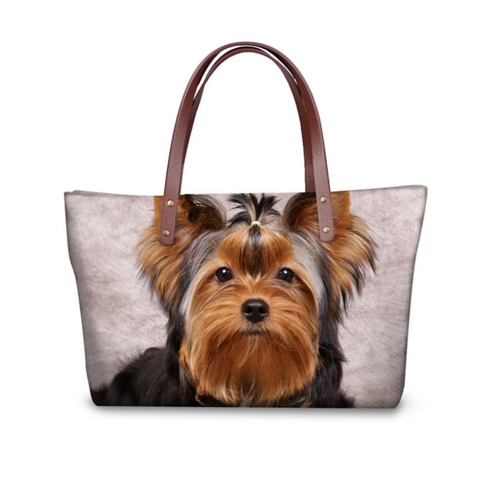 Customized Yorkshire Terrier Shoulder Bags Women Big Handbags For Girls Dog Cat Print Women's Bag Fashion bolsa feminina female