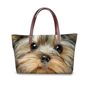 Customized Yorkshire Terrier Shoulder Bags Women Big Handbags For Girls Dog Cat Print Women's Bag Fashion bolsa feminina female