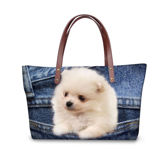 Customized Yorkshire Terrier Shoulder Bags Women Big Handbags For Girls Dog Cat Print Women's Bag Fashion bolsa feminina female