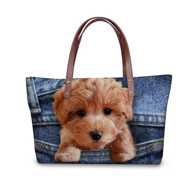 Customized Yorkshire Terrier Shoulder Bags Women Big Handbags For Girls Dog Cat Print Women's Bag Fashion bolsa feminina female