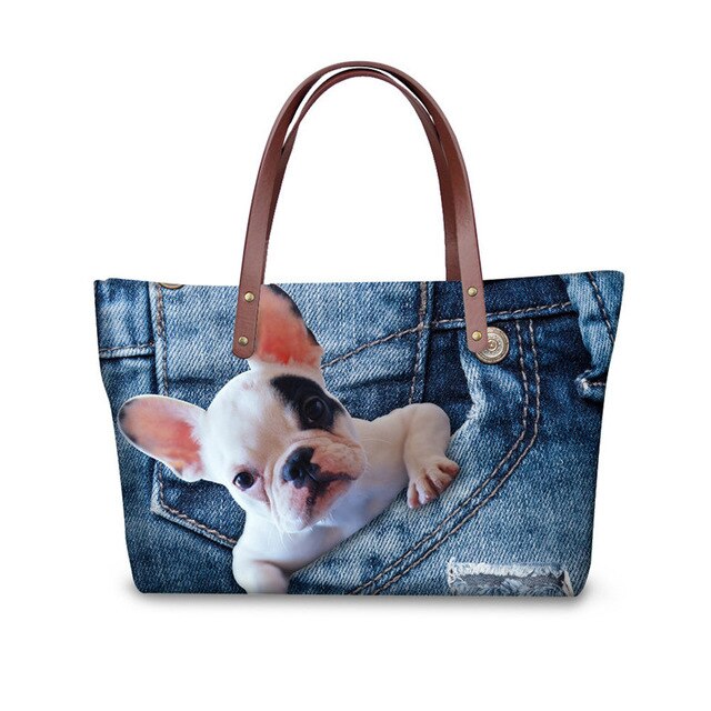 Customized Yorkshire Terrier Shoulder Bags Women Big Handbags For Girls Dog Cat Print Women's Bag Fashion bolsa feminina female