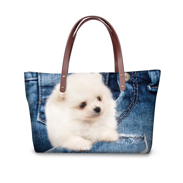 Customized Yorkshire Terrier Shoulder Bags Women Big Handbags For Girls Dog Cat Print Women's Bag Fashion bolsa feminina female