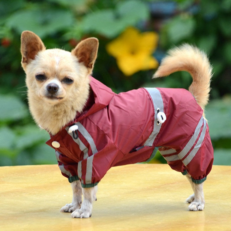 Newest Puppy Pet Dog Raincoat Clothes Glisten Bar Hoody Waterproof Rain Jackets Apparel