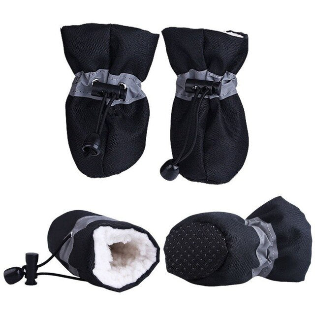 4pcs/set Winter Pet Dog Waterproof Shoes Anti-slip Rain Snow Boots Footwear Thick Warm For Small Cats Dogs Socks Pet Paw Care