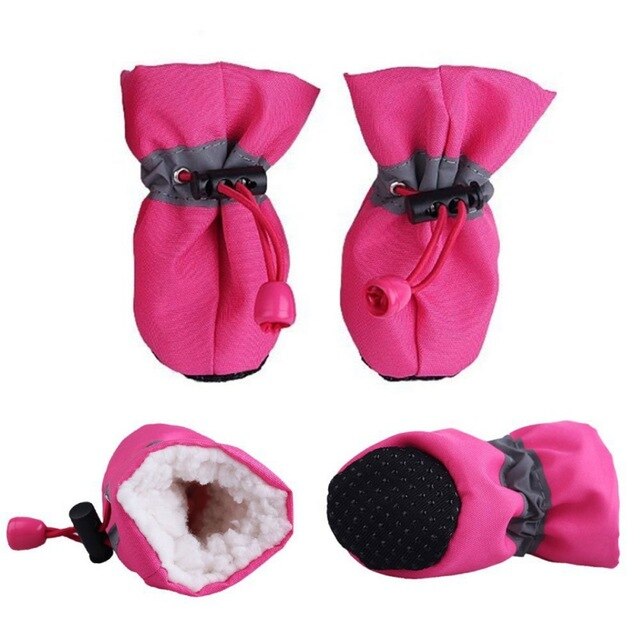 4pcs/set Winter Pet Dog Waterproof Shoes Anti-slip Rain Snow Boots Footwear Thick Warm For Small Cats Dogs Socks Pet Paw Care