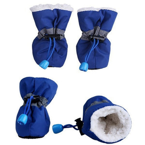 4pcs/set Winter Pet Dog Waterproof Shoes Anti-slip Rain Snow Boots Footwear Thick Warm For Small Cats Dogs Socks Pet Paw Care