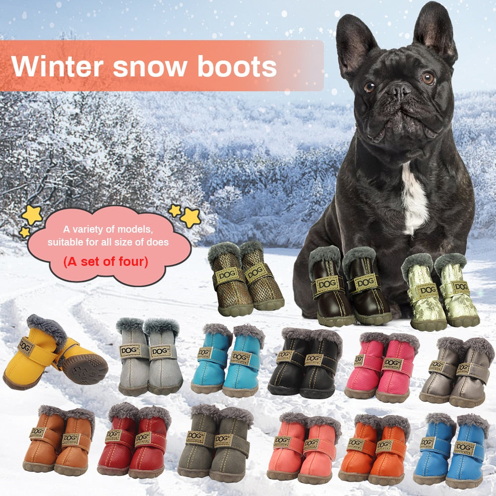 Winter Pet Dog Shoes Warm Snow Boots Waterproof Fur 4Pcs/Set Small Dogs Cotton Non Slip XS For ChiHuaHua Pug Pet Product