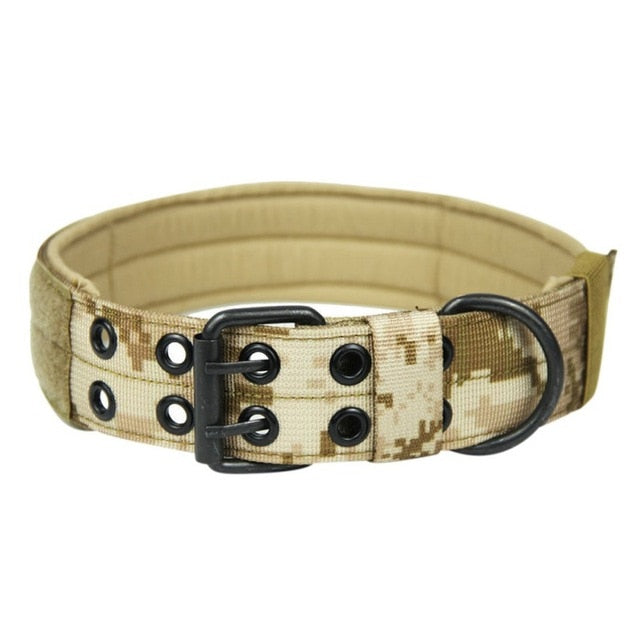 Tactical Dog Collar Military Adjustable Training Neck Belt Strap Army Dog Collar With 2 Rows Buckle And Leash Ring