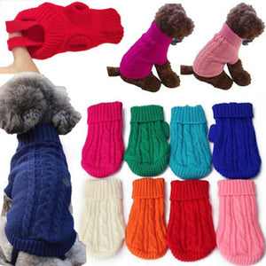 Knit Dog Jacket Sweater Pet Cat Puppy Coat Clothes Small Warm Costume Apparel