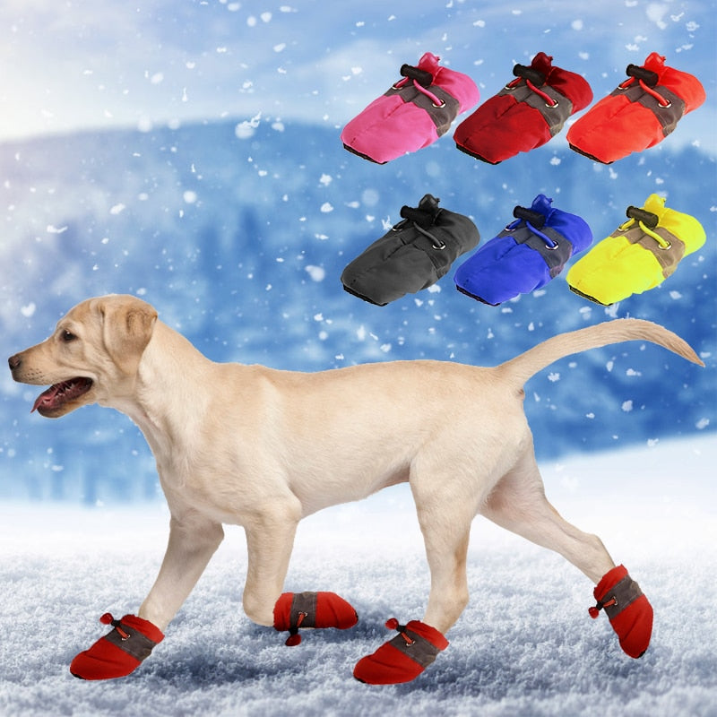 4Pcs Pet Shoes for Dogs Cats Wniter Warm Anti-slip Dog Shoes for Puppy Waterproof Plush Dog Boots for Small Dogs Pet Supplies