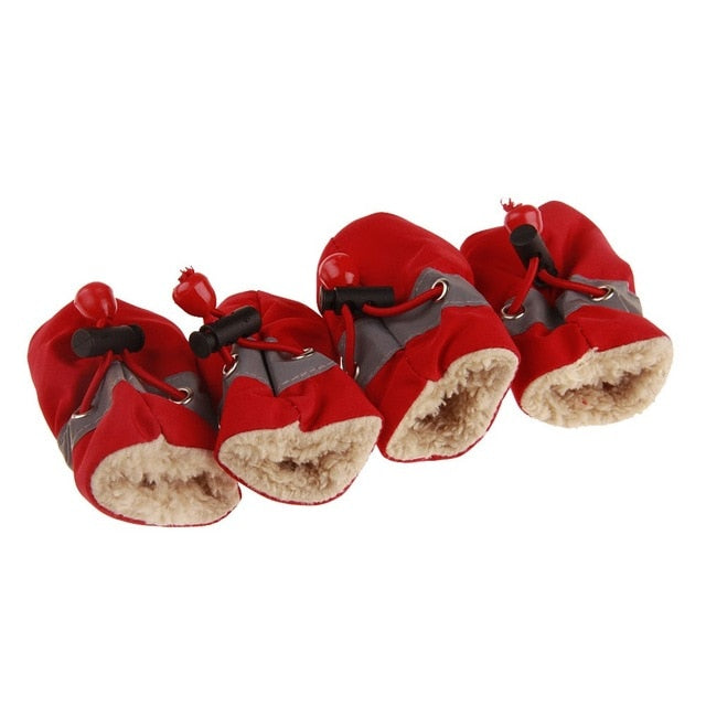 4Pcs Pet Shoes for Dogs Cats Wniter Warm Anti-slip Dog Shoes for Puppy Waterproof Plush Dog Boots for Small Dogs Pet Supplies