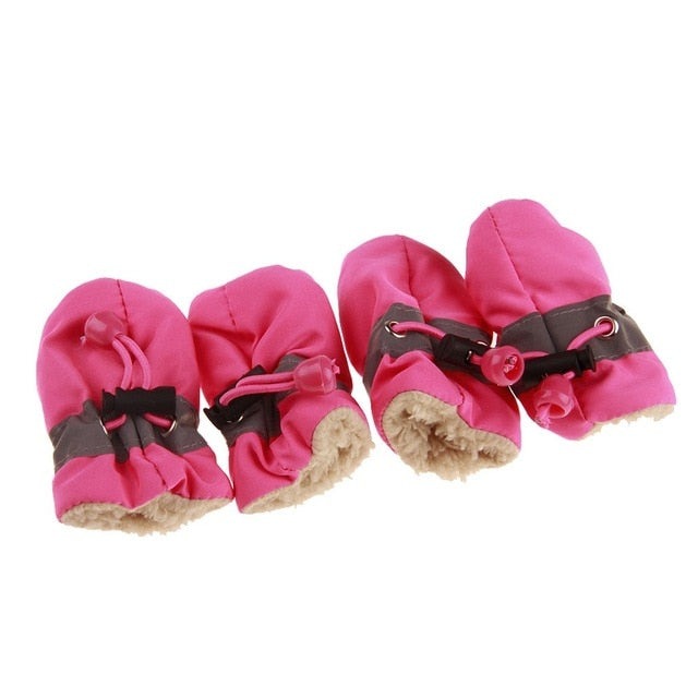 4Pcs Pet Shoes for Dogs Cats Wniter Warm Anti-slip Dog Shoes for Puppy Waterproof Plush Dog Boots for Small Dogs Pet Supplies