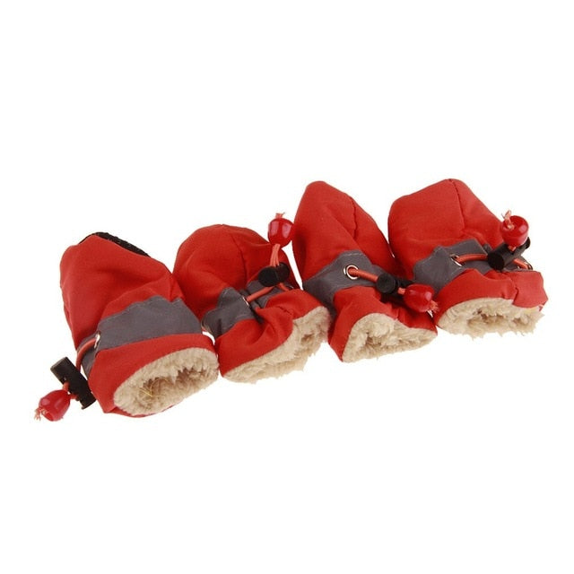 4Pcs Pet Shoes for Dogs Cats Wniter Warm Anti-slip Dog Shoes for Puppy Waterproof Plush Dog Boots for Small Dogs Pet Supplies