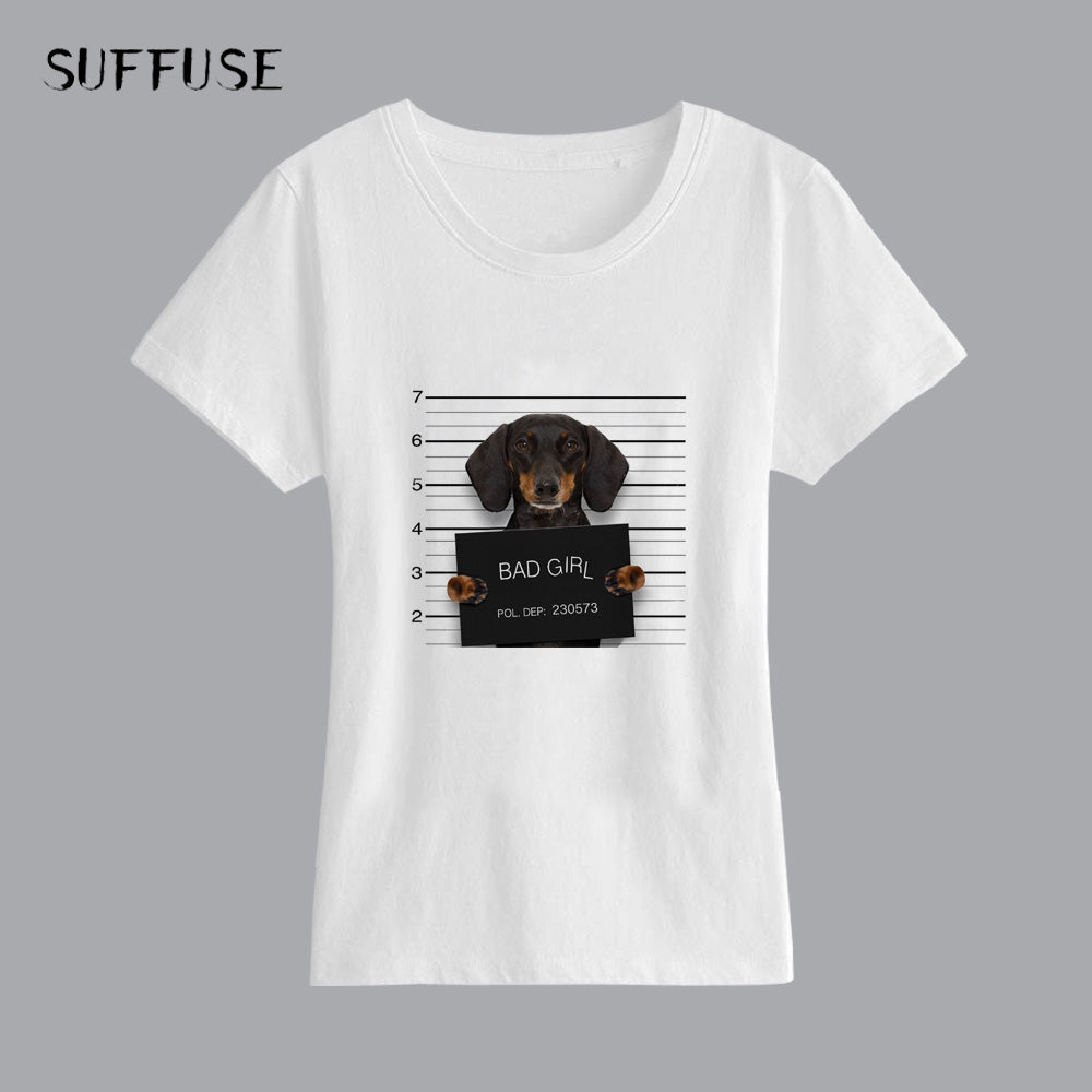 Women T Shirt Print Bad Girl Dog Shirt Modal Summer Fashion Women's Short Sleeve Casual O-neck Tee S-3XL Size