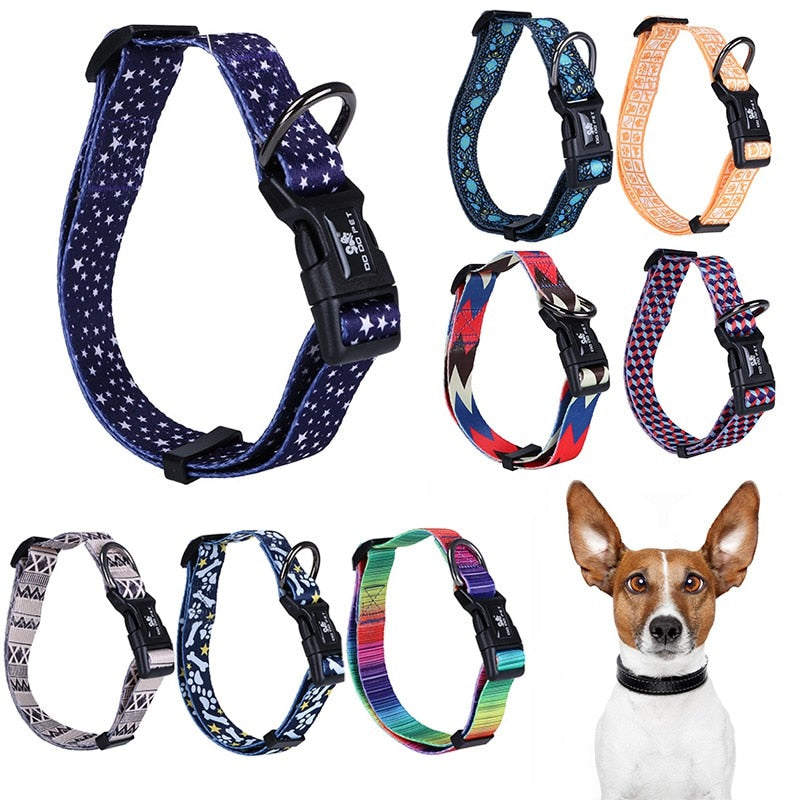 Multiple Styles Dog Collar Adjustable Colorful printing Pattern Designer Inspired flexible Pet Collar Leash Dog Supplies