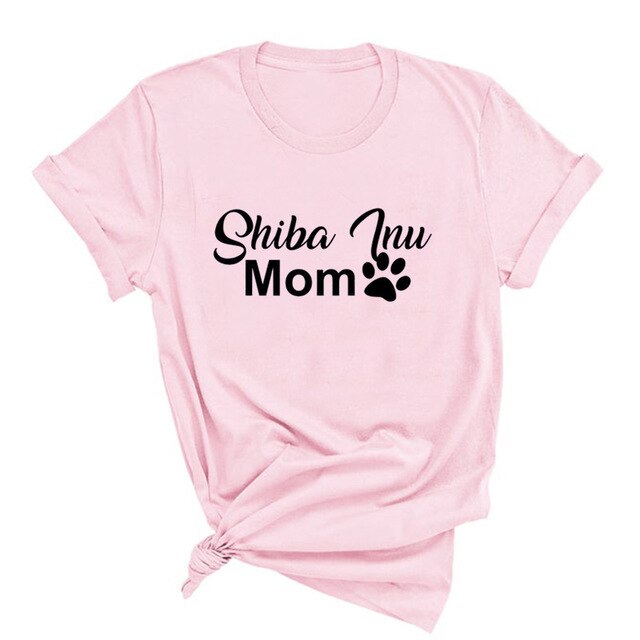 Shiba Inu Mom T Shirt Women Funny Dog Graphic Tee Shirt Casual Summer Cotton O Neck Woman Tshirt Top Women's T-shirts S-XXXL