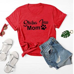 Shiba Inu Mom T Shirt Women Funny Dog Graphic Tee Shirt Casual Summer Cotton O Neck Woman Tshirt Top Women's T-shirts S-XXXL