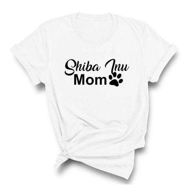 Shiba Inu Mom T Shirt Women Funny Dog Graphic Tee Shirt Casual Summer Cotton O Neck Woman Tshirt Top Women's T-shirts S-XXXL