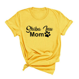 Shiba Inu Mom T Shirt Women Funny Dog Graphic Tee Shirt Casual Summer Cotton O Neck Woman Tshirt Top Women's T-shirts S-XXXL