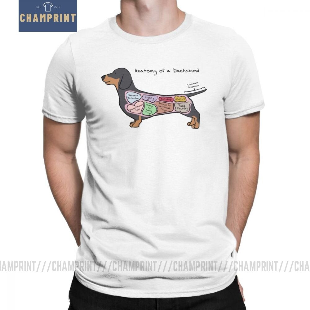 Men's Anatomy Of A Dachshund T Shirt Dog Breed Cotton Clothing Vintage Short Sleeve Round Neck Tee Shirt Birthday Gift T-Shirt