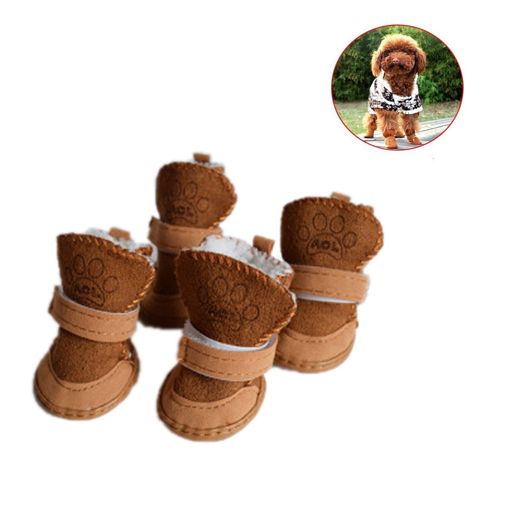 Puppy Cotton Blend Winter Snow Warm Walking Boots Cute Fancy Dress Up Pet Dog Paw Protector Dog Shoes Booties Accessories*5