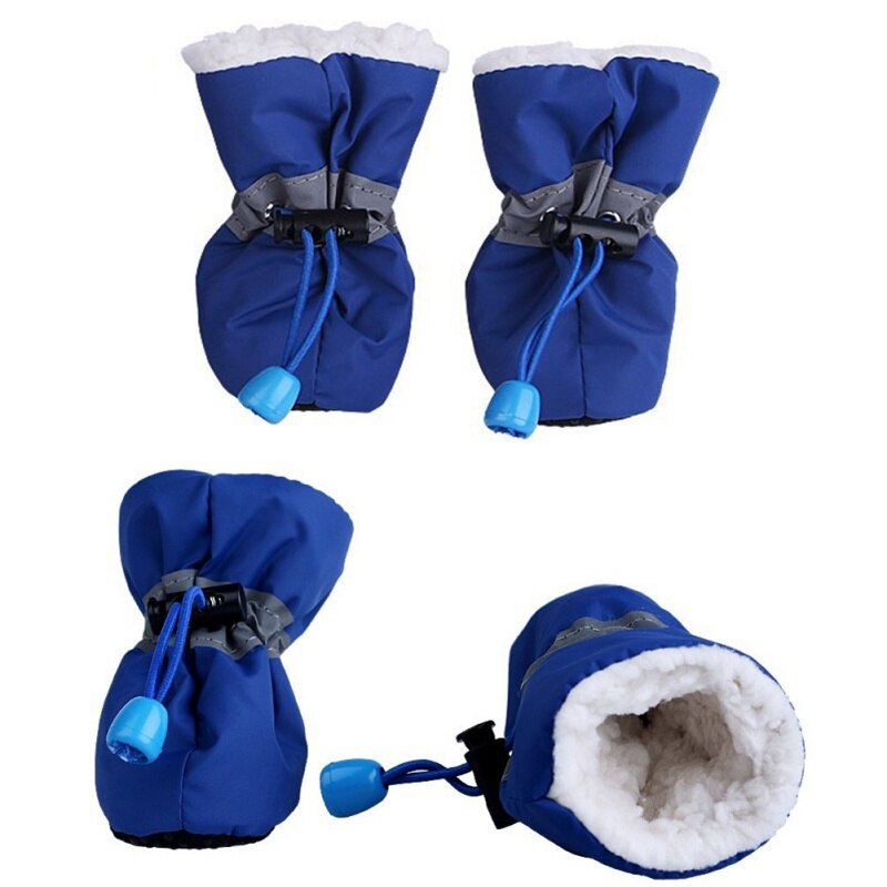 4pcs Waterproof Winter Pet Dog Shoes Anti-slip Rain Snow Boots Footwear Thick Warm For Small Cats Dogs Puppy Dog Socks BootiesCM